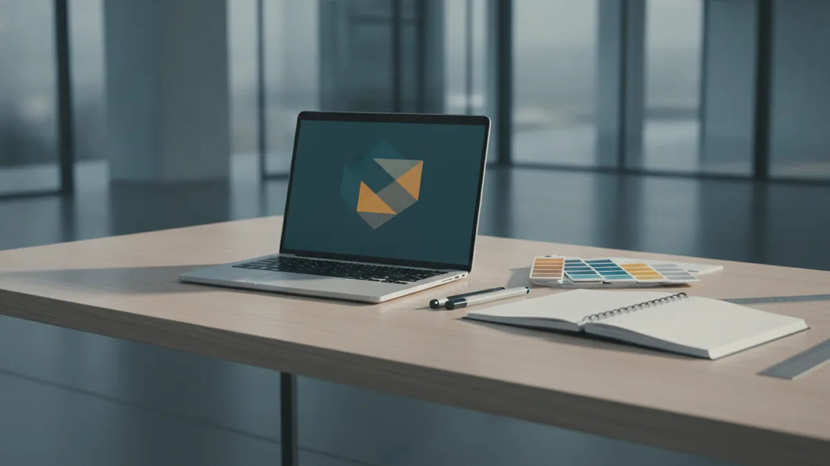 Vector logo design workspace Vector design workspace with custom shapes and organized color samples