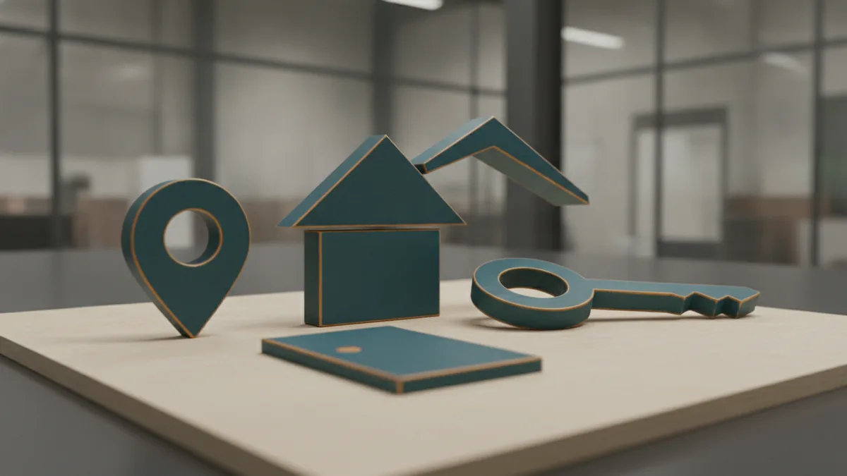 Real estate symbol design study Simple house roof and key symbols arranged for real estate branding