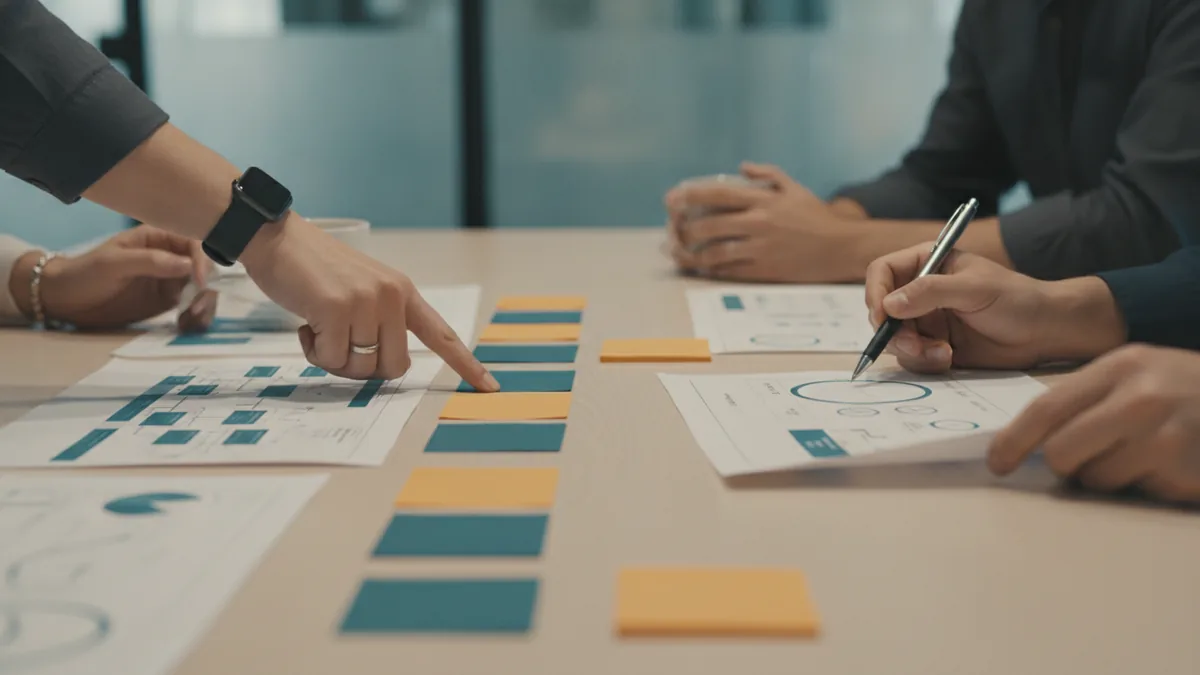 Bring the right voices Cross-functional team reviewing customer insights for brand direction